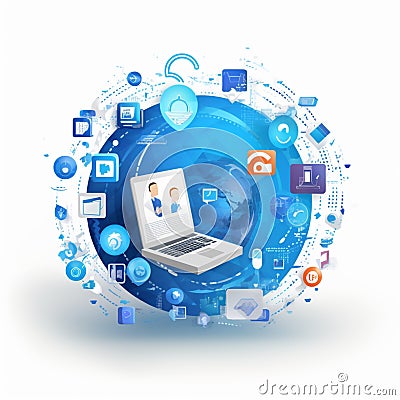 email icon surrounded with other icons and information, AIgenerated Stock Photo